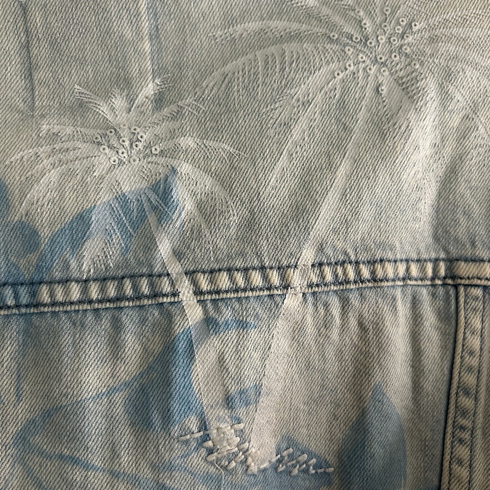 DESIGUAL NWT $159 Whaii Demin Distressed Tropical Print Jacket US Size 2 - Picture 11 of 15